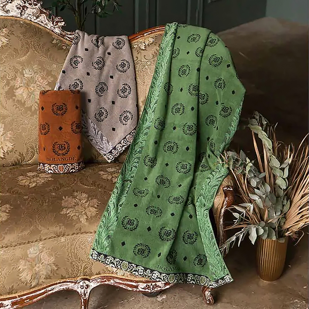"Missoni-3027" Полотенце махровое 70х140см, плотность 375гр/м2, 100% хлопок, велюр, оранжевый, Bolangde (Китай)