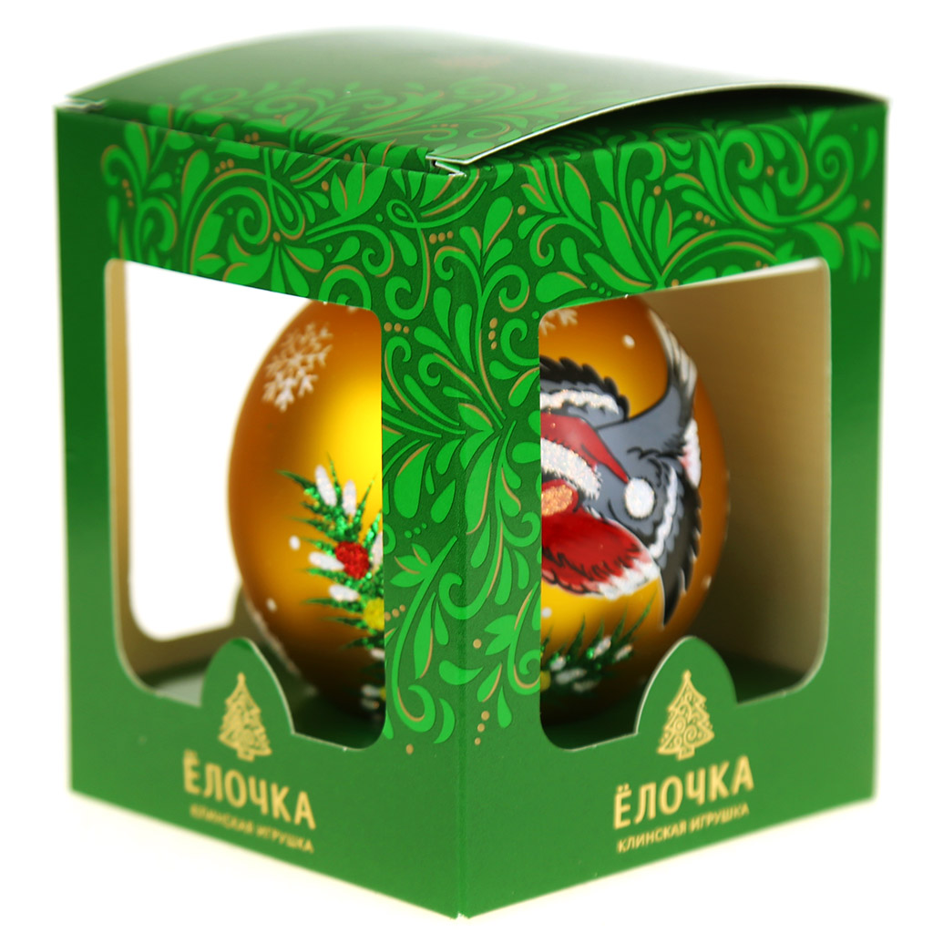 Елочная игрушка шар стеклянная "Визит" д7,5см, ручная художественная роспись, цвета микс, подарочная упаковка (Россия)
