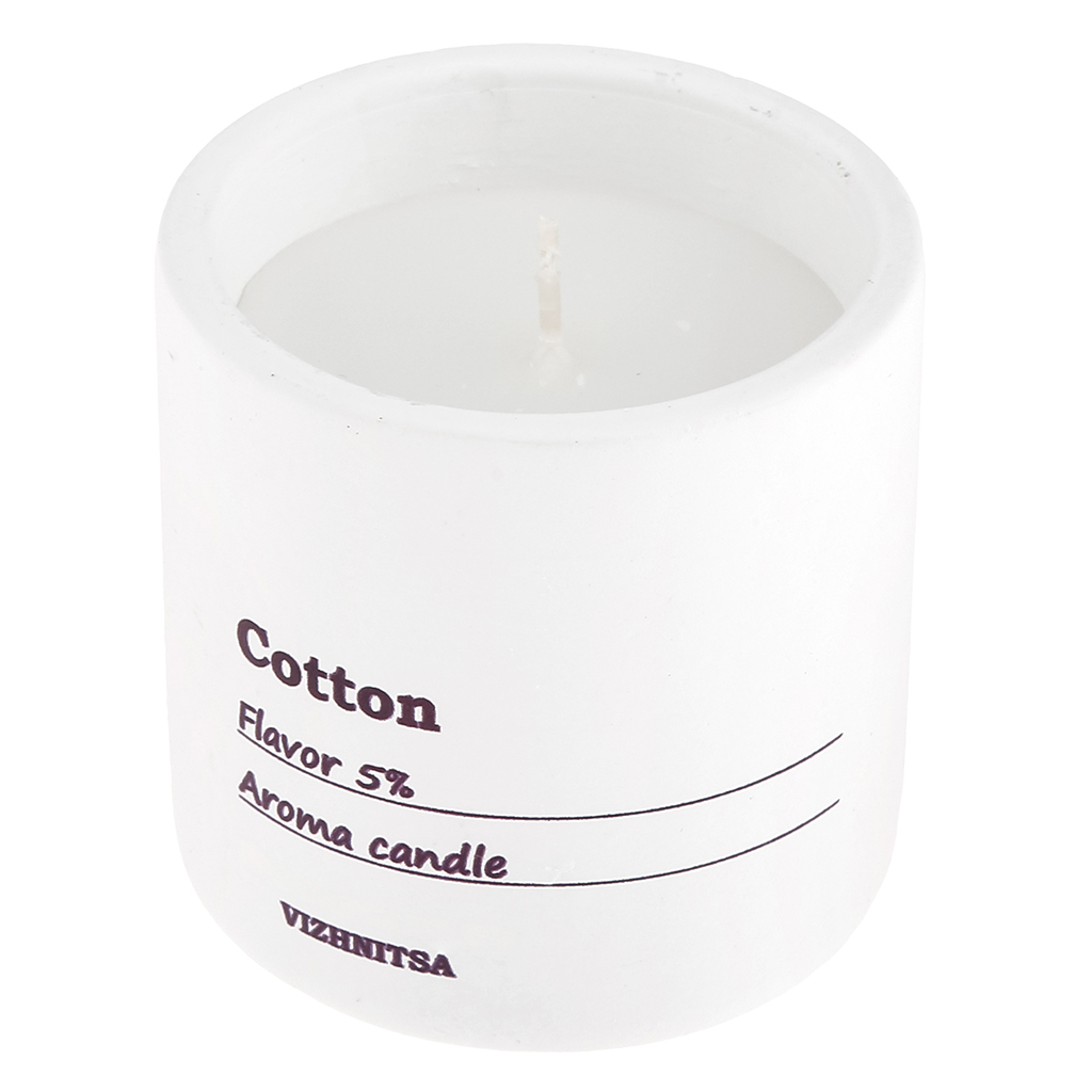 Свеча "Sense" д7,4см, h7,4см, ароматическая "Cotton", парафин, в подсвечнике из гипса, время горения 20 часов (Россия)