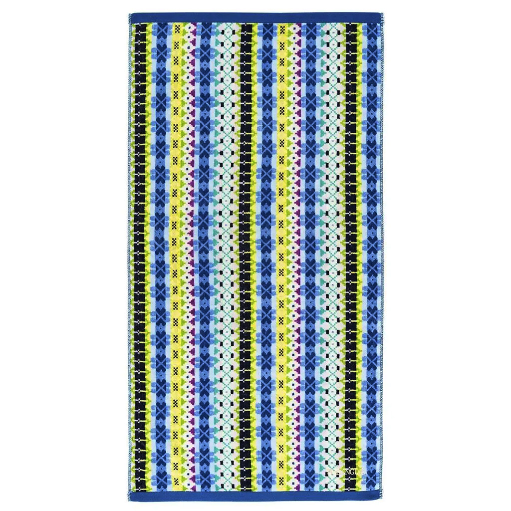 "Missoni-3005" Полотенце махровое 100х150см, плотность 375гр/м2, 100% хлопок, велюр, синий, Bolangde (Китай)