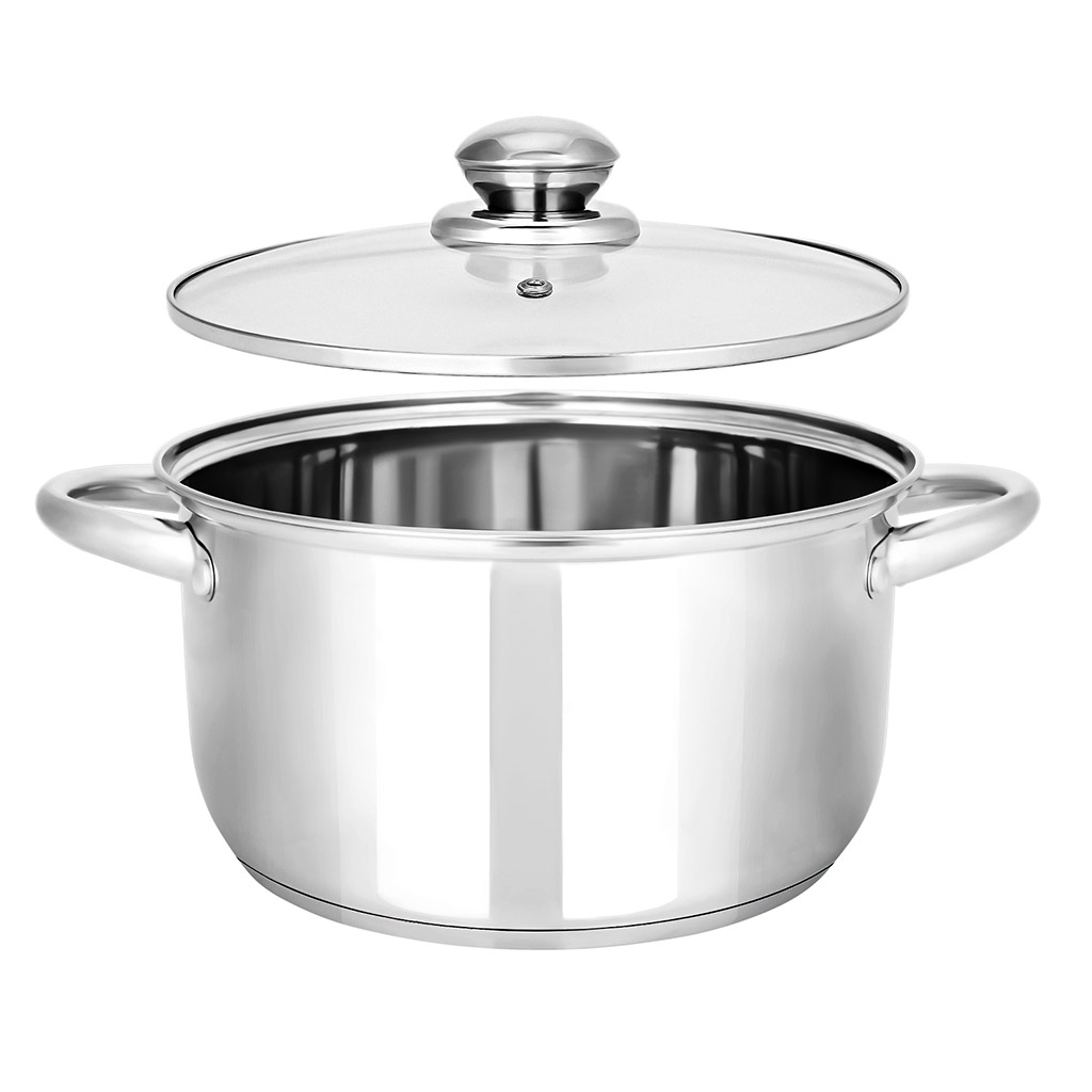 Кастрюля из нержавеющей стали "Greta" 4,3л, д21,3см, h12,5мм, s0,4см, стеклянная крышка, "Appetite" (Китай)