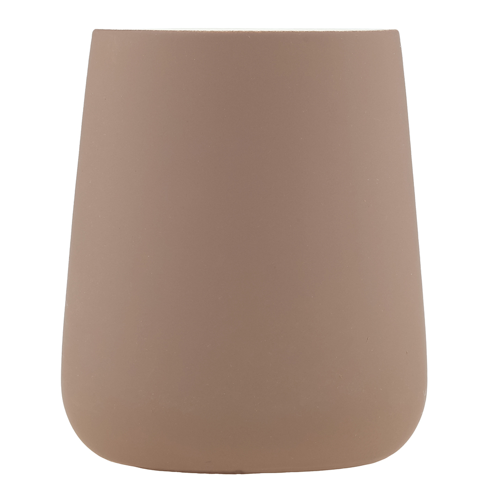 Набор для ванной "Эстетик" 3 предмета: дозатор для мыла 410мл; мыльница 11х8,6х2,2см; стакан для зубных щеток 410мл; фурнитура пластик, керамика, матовая глазурь, мокко, в коробке (Китай)