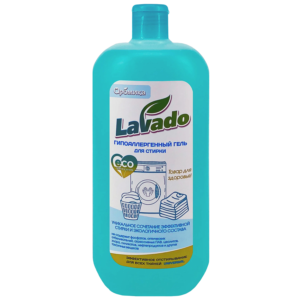 Гель для стирки белья "Lavado" 1,1л, 10х7х24см, не содержит фосфатов, ECO UNIVERSAL (Казахстан)