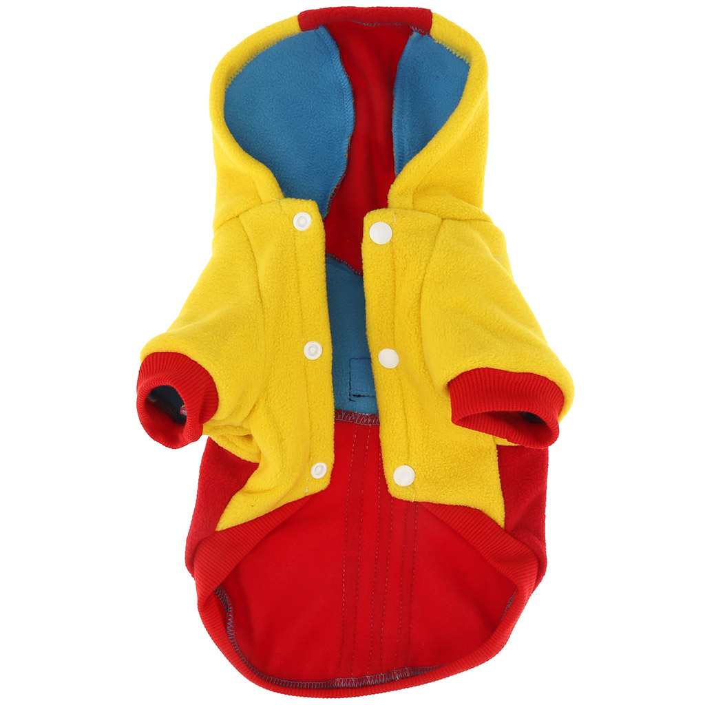 "Пэт тойс (Pet toys)" Одежда для собаки "Толстовка" "DOG" с капюшоном, с принтом, на кнопках р-р XL, длина спинки 34см/обхват груди 44см/обхват шеи 34см, цвет-желто-красный, флис (Китай)