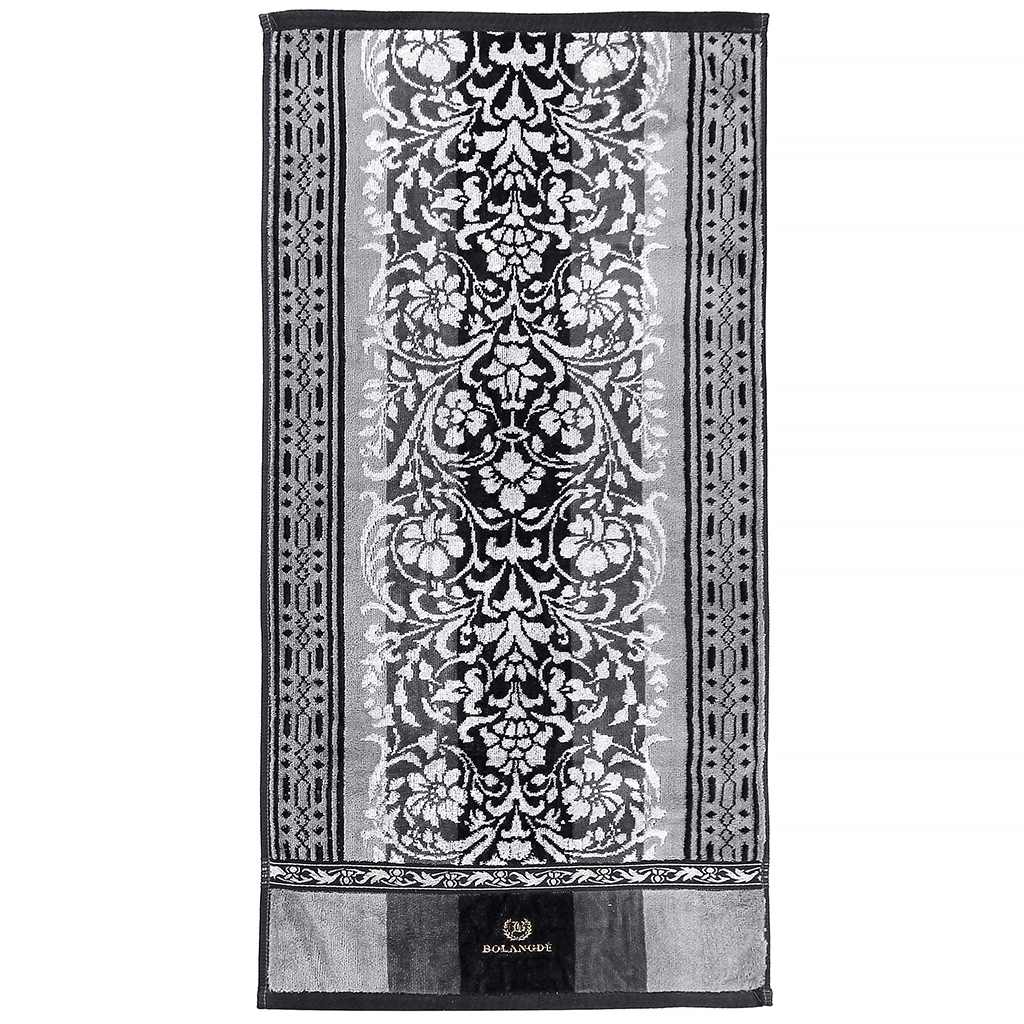 "Missoni-3025" Полотенце махровое 70х140см, плотность 375гр/м2, 100% хлопок, велюр, серый (синий), Bolangde (Китай)