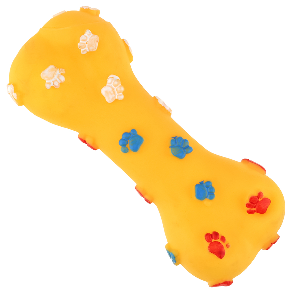 Игрушка для собаки "Косточка макси лапа" 19х7,5х4см, с пищалкой, ПВХ, фактурная, цвета микс (оранжевый, желтый, зеленый), "Пэт тойс (Pet toys)" (Китай)