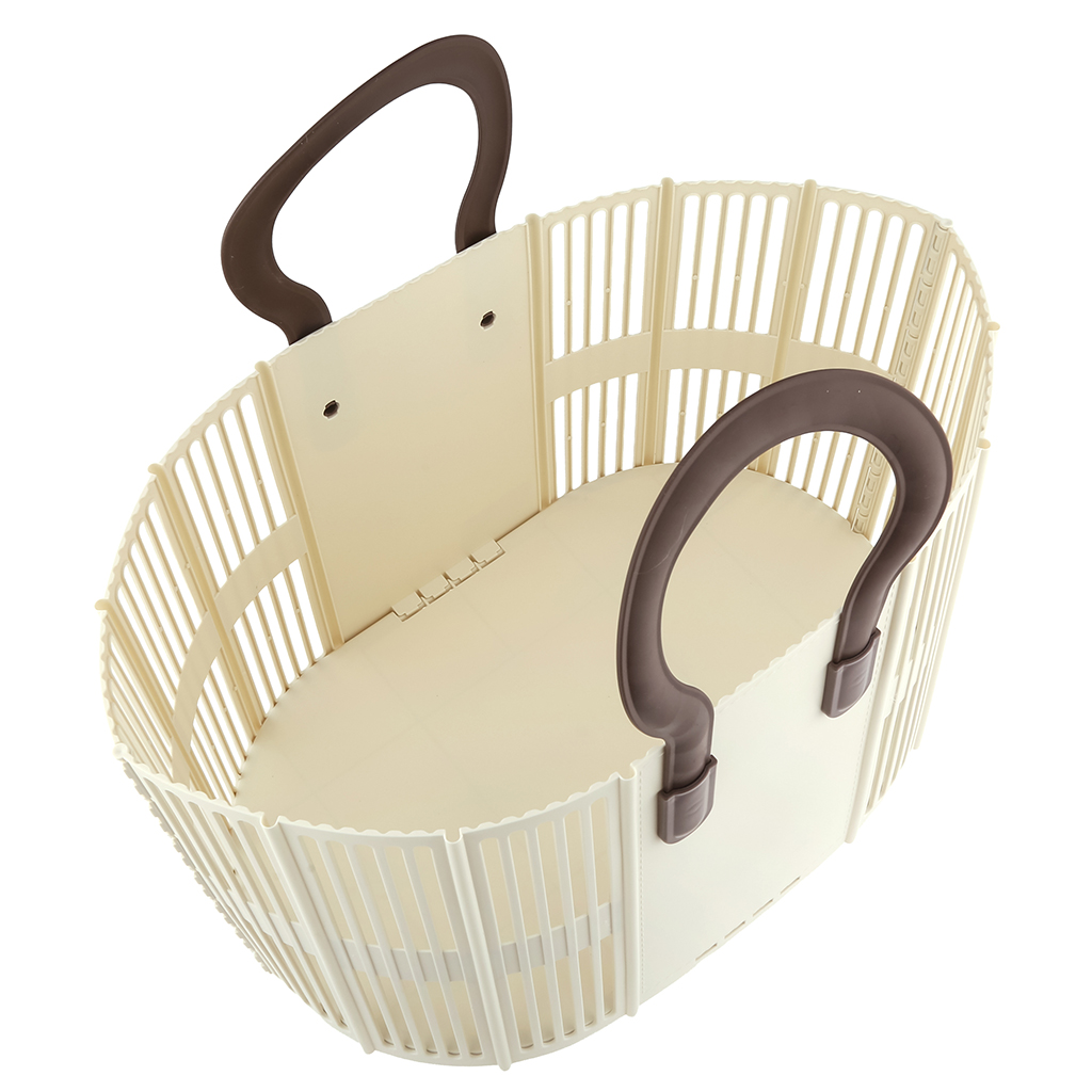 Корзина для хранения пластмассовая "Какаду" 49х31,5х30см, основание 47,5х31см, складная 65,5х30х3см, 2 силиконовые ручки, ванильный (Китай)