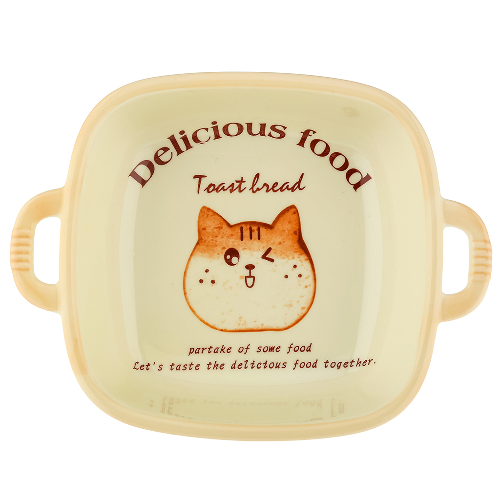 "Делишес фуд (Delicious food)" Салатник фарфоровый 780мл, 22,5х17,2х5,3см, с ручками, с деколью (Китай)
