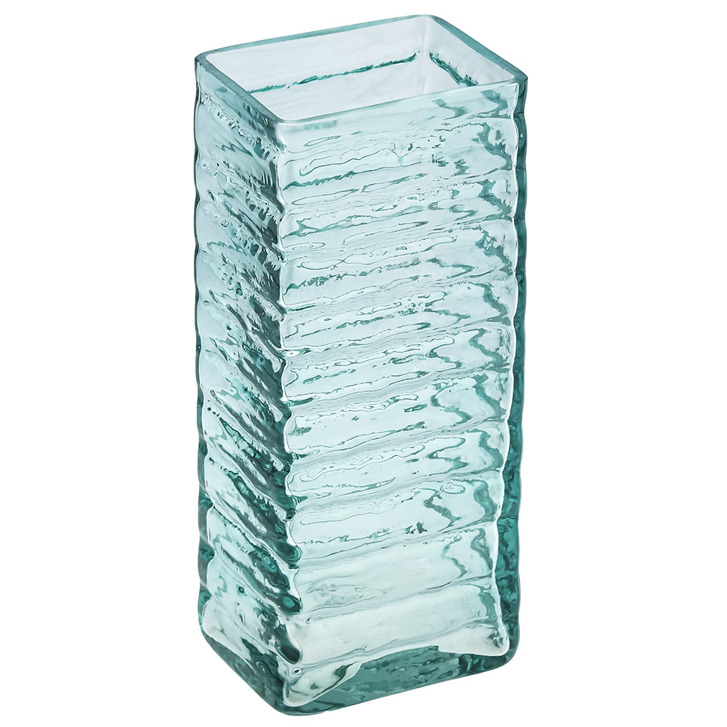 Ваза для цветов стеклянная "Графт-1" 1л, 10х8х22см, квадратная, текстурная, "Изумруд", прозрачный (Россия)