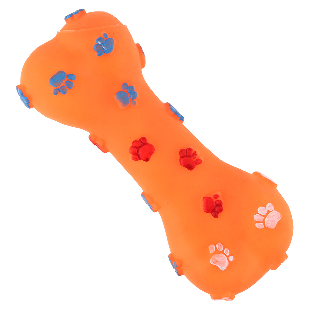 Игрушка для собаки "Косточка макси лапа" 19х7,5х4см, с пищалкой, ПВХ, фактурная, цвета микс (оранжевый, желтый, зеленый), "Пэт тойс (Pet toys)" (Китай)