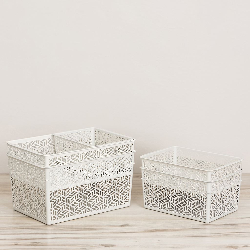 Корзина пластмассовая для хранения "Linden" 1,4л, 19х14х7,5см, универсальная, полипропилен, светло-серый (Россия)