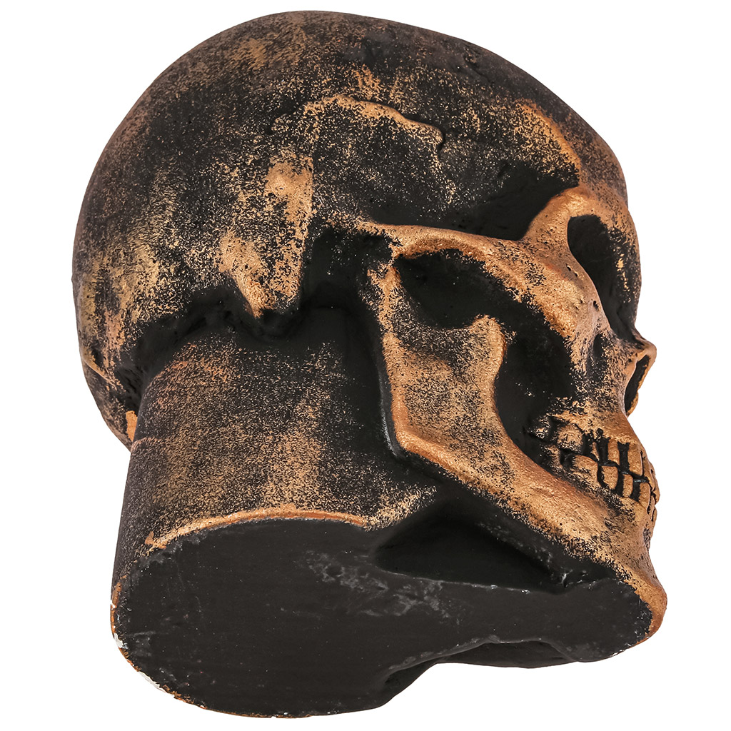 Свеча "Vintage" 18х14,5х19,3см, парафин, в подсвечнике из гипса, деревянный фитиль, "Череп", время горения 60 часов (Россия)