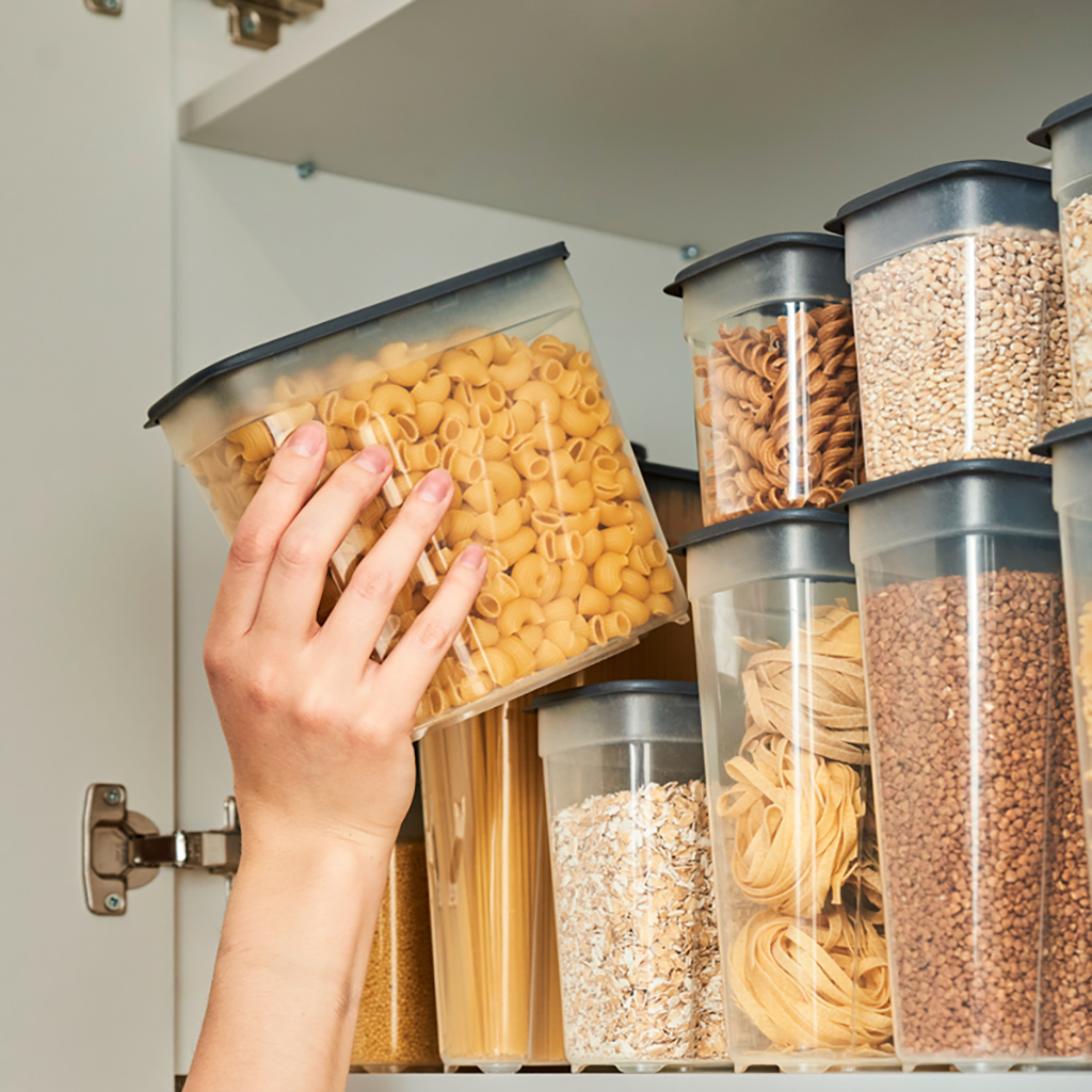 Контейнеров для сыпучих продуктов пластмассовый, набор 3 штук: 1,4л 3шт, полипропилен, графит (Россия)