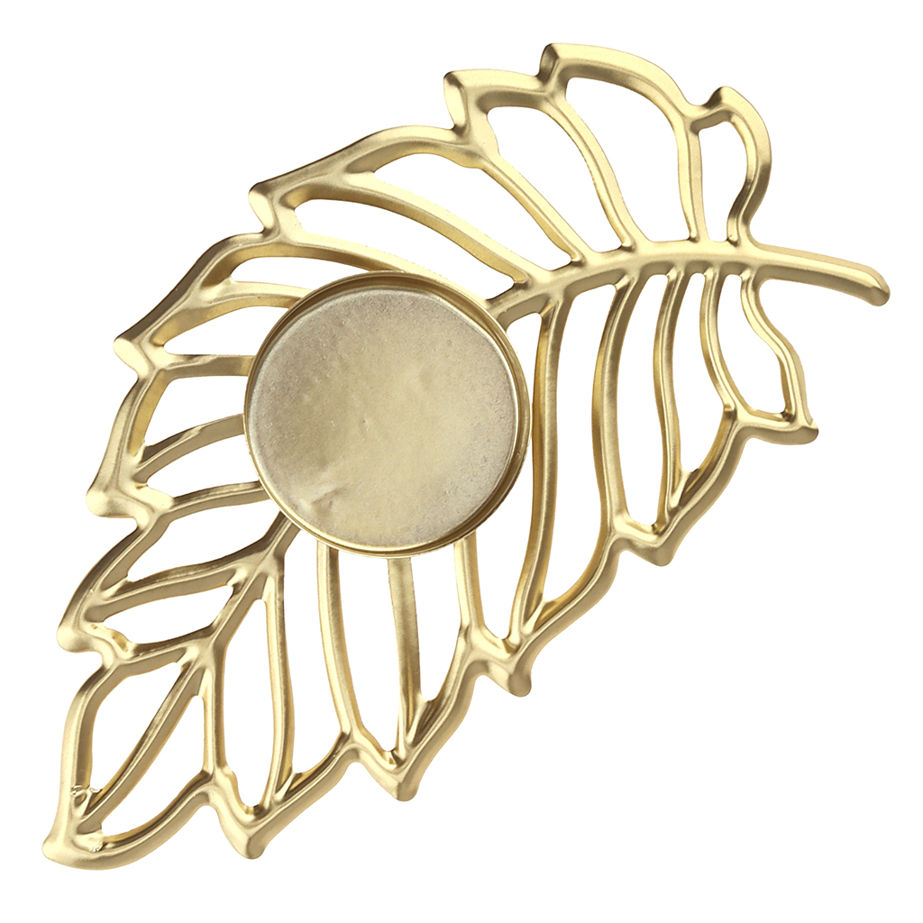 Подсвечник "Лист" 15х8х2см, на 1 свечу, чаша д4см, h1,5см, металл, золотой (Китай)