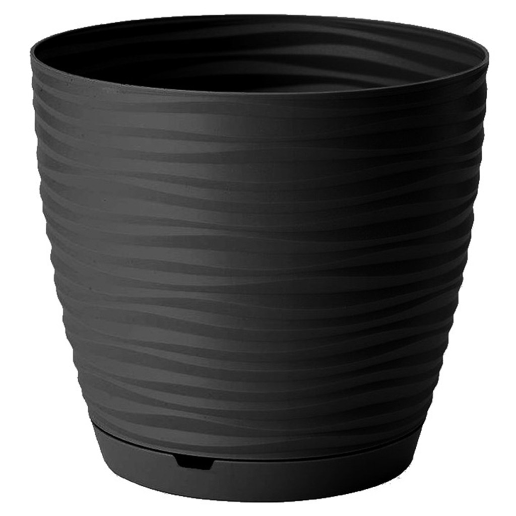 "Saffron" Горшок для цветов пластмассовый 5,4л, д22,4см, h20,5см, с поддоном, черный (Россия)