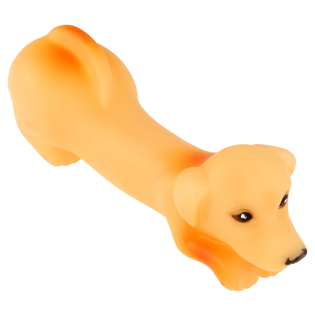 Игрушка для собаки "Такса" 17,5х4,5х5см, с пищалкой, ПВХ, цвета микс (коричневый, бежевый, белый/черный), "Пэт тойс (Pet toys)" (Китай)