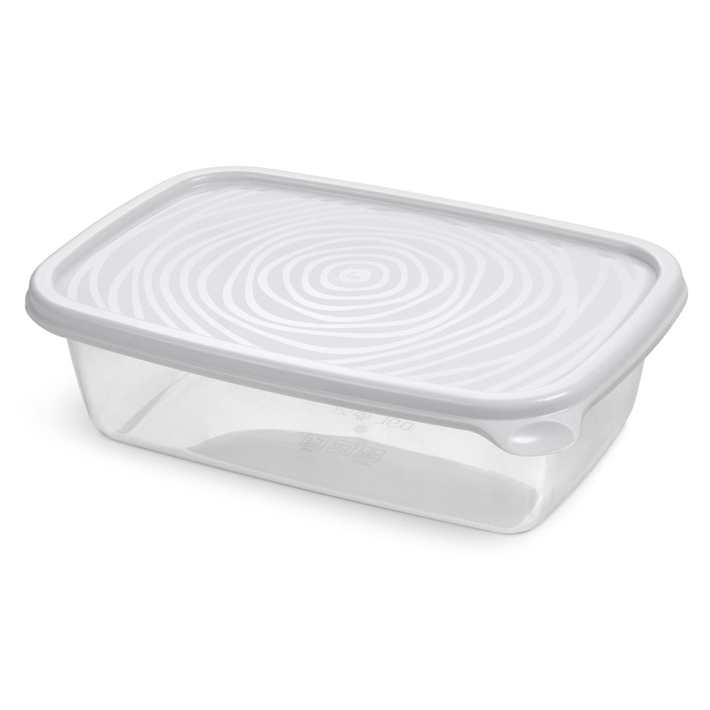 Контейнер для продуктов пластмассовый "Романо" 0,9л, 19,8х13,1х16см, светло-серый, подходит для СВЧ (Россия)