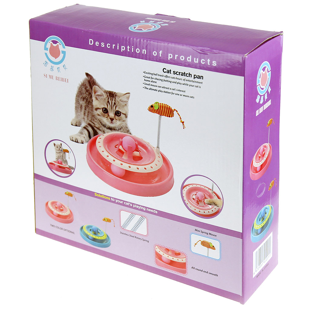 Игрушка для кошки "Трек круглый" д25,5см h7,5см, 2 мячика, с мышкой, пластик, в коробке (Китай)