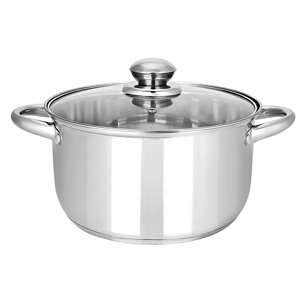 Кастрюля из нержавеющей стали "Greta" 1,0л, д11,3см, h7,5см, s0,4см, дно s1,3см, стеклянная крышка, цветная коробка, "Appetite" (Китай)