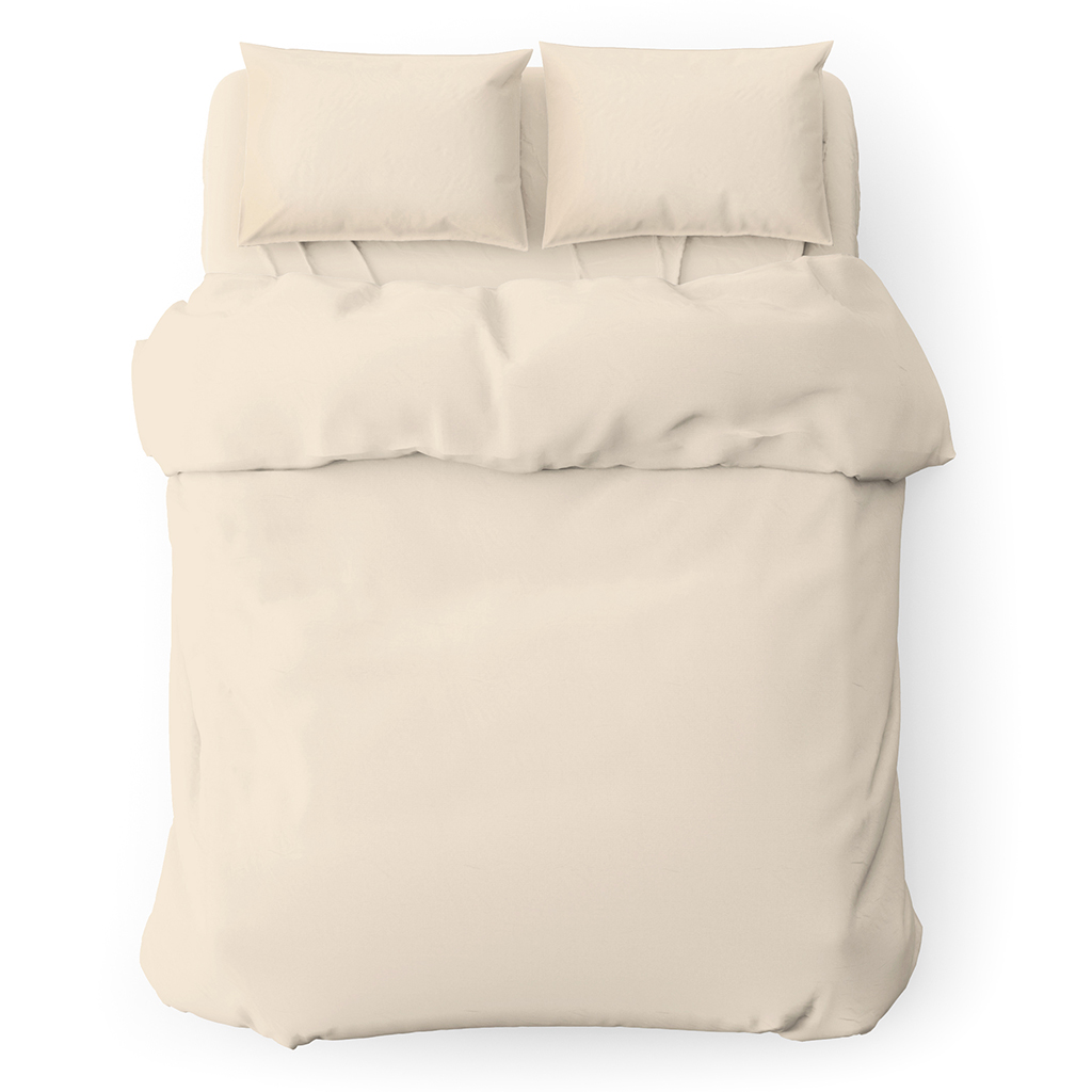 Постельное белье, комплект 2-х спальный "Молочный", 4 предмета: пододеяльник 175х215см, евро-простыня 220х240см, 2 наволочки 70х70см с клапаном-запахом, микрофибра 80г/м2, полиэстер 100%, упаковка "классическая" ПВХ 32х41см, "Домашняя мода" (Россия)