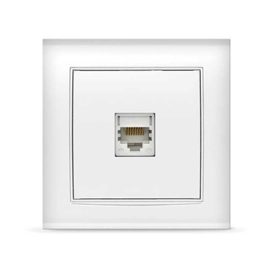 Розетка компьютерная одноместная "Бриллиант", скрытая установка, 1А, RJ45, еврослот, белый (Китай)