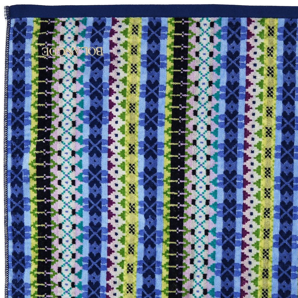"Missoni-3005" Полотенце махровое 100х150см, плотность 375гр/м2, 100% хлопок, велюр, синий, Bolangde (Китай)