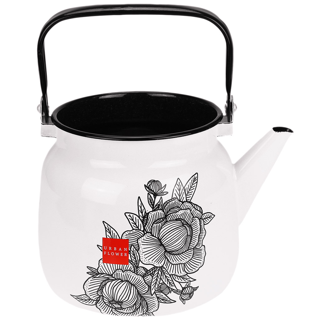 "Urban flower" Чайник эмалированный 3,5л, металлическая крышка (Россия)