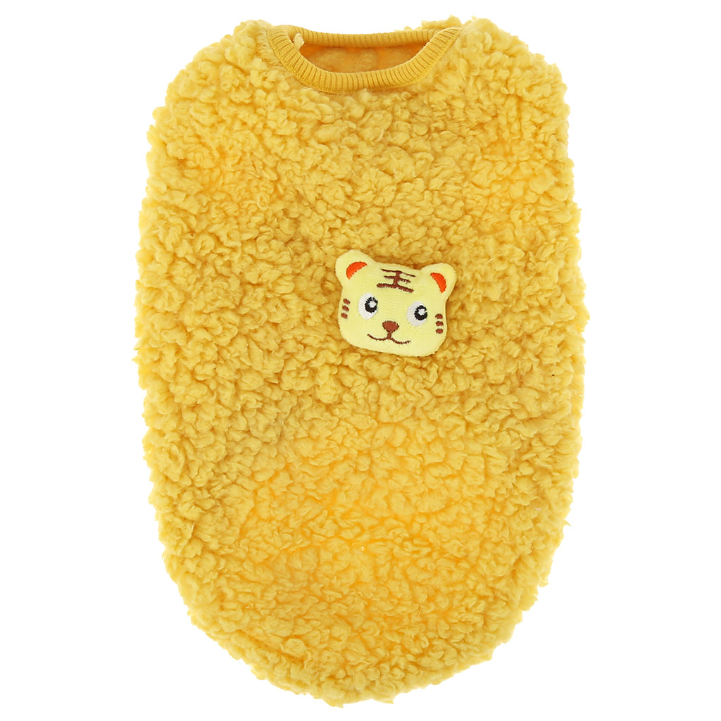 "Пэт тойс (Pet toys)" Одежда для собаки "Жилетка" с декором - тигр, р-р M, длина спинки 26см/обхват груди 34см/обхват шеи 18см, цвет-желтый, искусственный мех (100% полиэстер) (Китай)