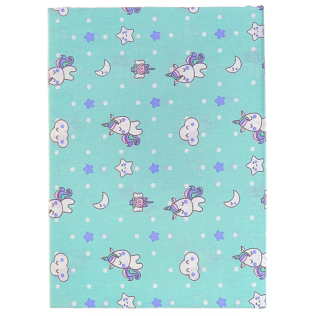 Простыня 1,5 спальная "Единорожки, бирюзовый" детская 150х220см, бязь "Комфорт" 121г/м2, хлопок 100%, упаковка "классическая" ПВХ 28х41см, "Домашняя мода" (Россия)