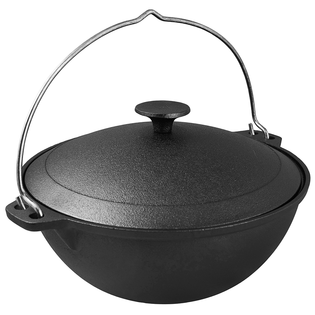 Казан чугунный 6л, д33см, h14см, алюминиевая крышка, "My Real Iron Cook" (Китай)