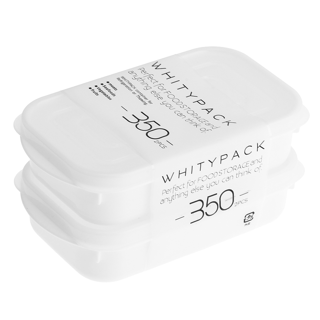 Контейнер для заморозки продуктов пластмассовый "Морозко" 350мл, 14,5х8х3,5см, полипропилен, с крышкой п/э, белый, набор 2шт (Китай)
