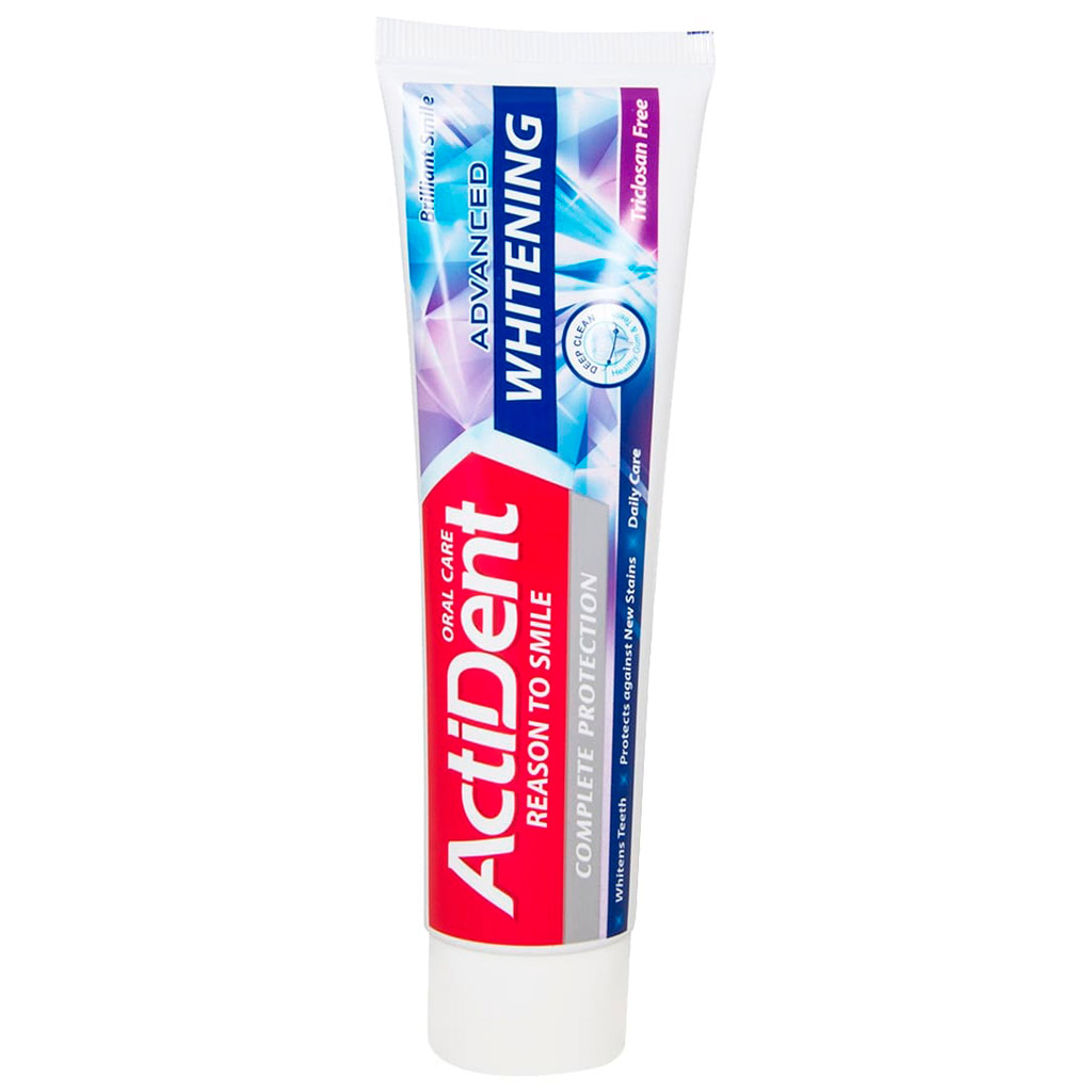 Зубная паста "Active" 130г, "Отбеливающая" Whitening, без парабенов, 5х4х18см (Иран)