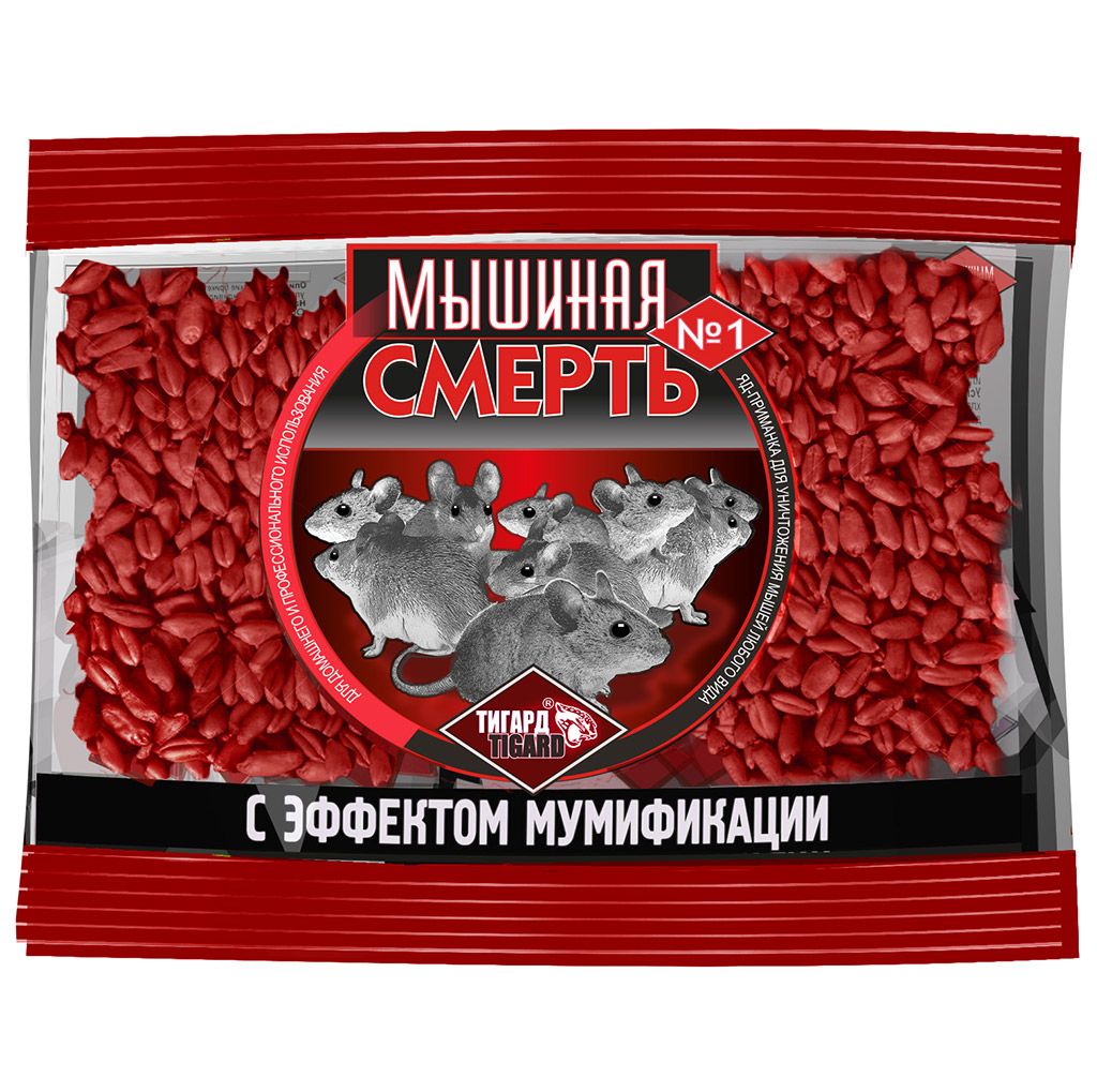 Средство от грызунов "Мышиная смерть №1" 100г зерно, "Тигард" (Россия)