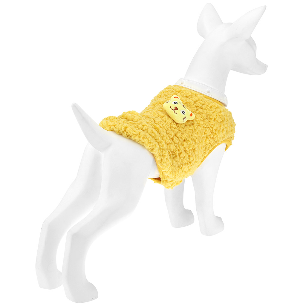 "Пэт тойс (Pet toys)" Одежда для собаки "Жилетка" с декором - тигр, р-р 2XL, длина спинки 34см/обхват груди 42см/обхват шеи 22см, цвет-желтый, искусственный мех (100% полиэстер) (Китай)