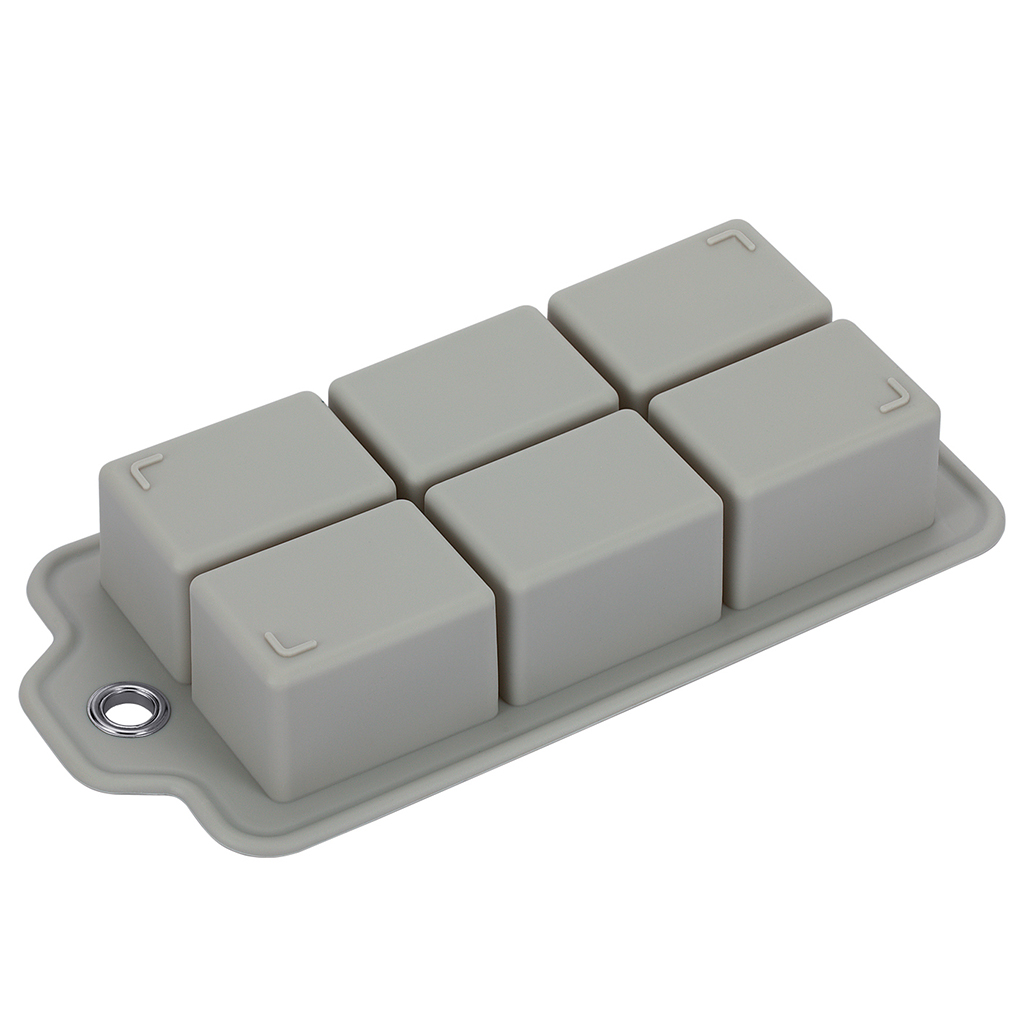 Форма для льда "Linea Silicone" 21х10,3x4,6см, 6 ячеек, силикон, серый, "Regent" (Китай)