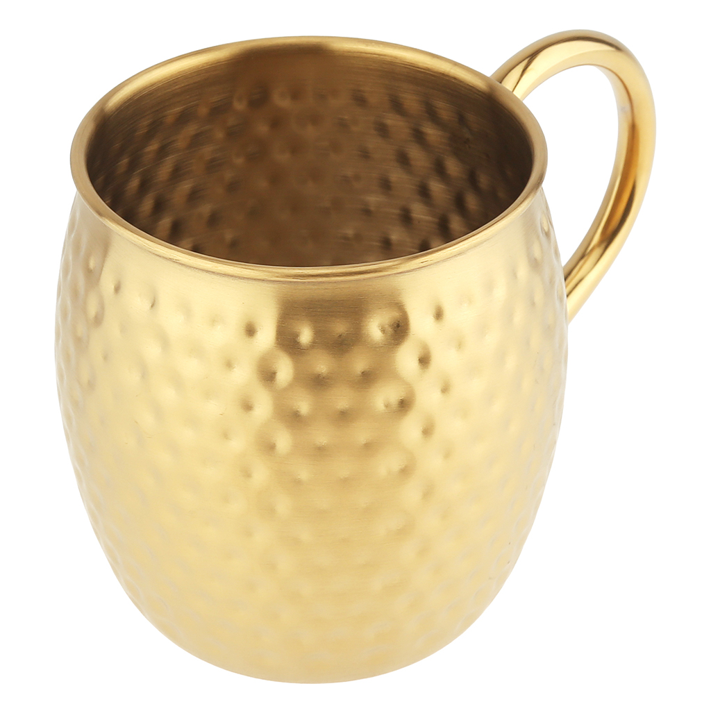 Кружка из нержавеющей стали "Наперсток" 550мл, д9,5см, h9,8см, горло д8,2см, с текстурой, золотой, в коробке (Китай)