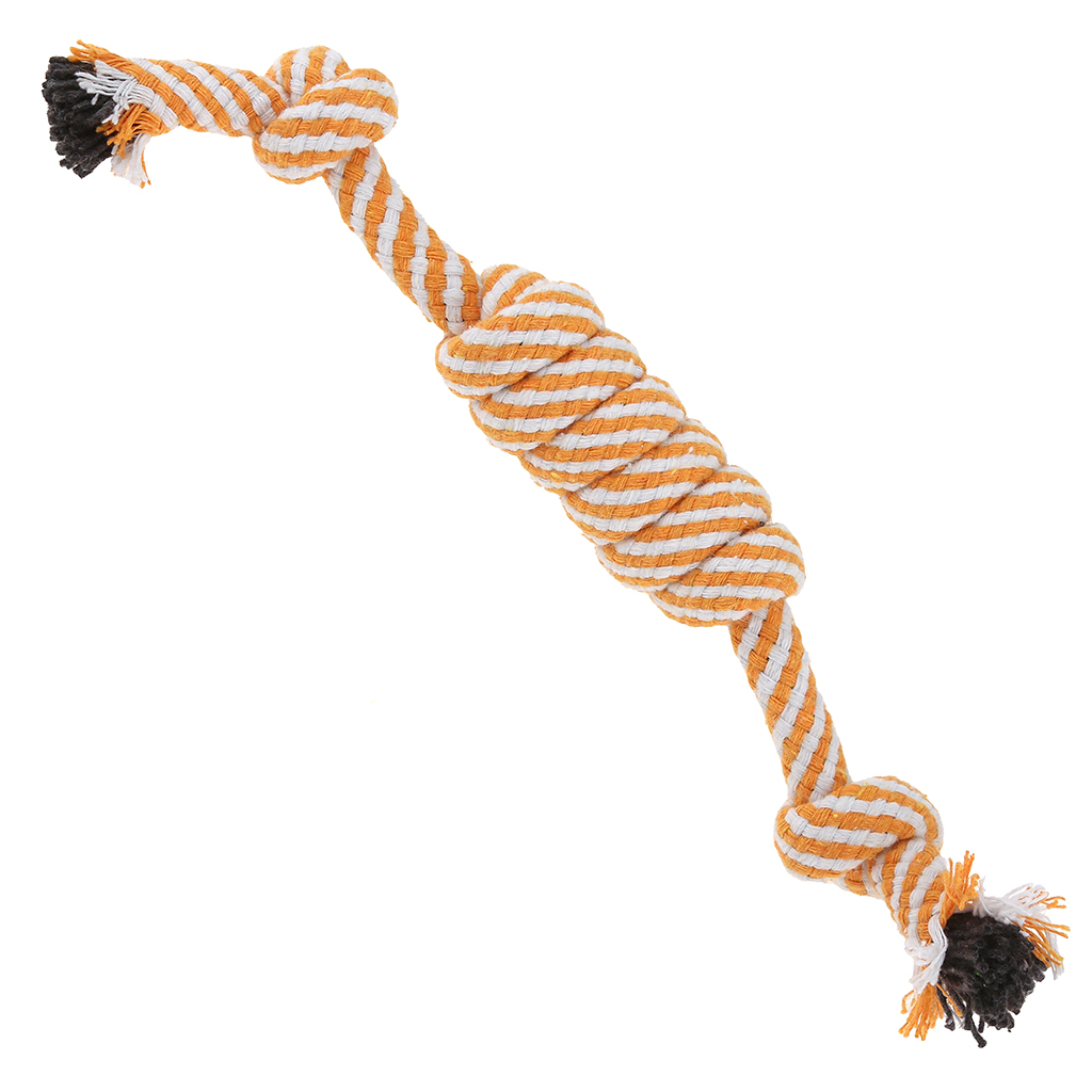 Игрушка для собаки "Морской узел" 26х3х3см, текстиль, полосатая, цвета микс (оранжевый, бордовый, черный), "Пэт тойс (Pet toys)" (Китай)