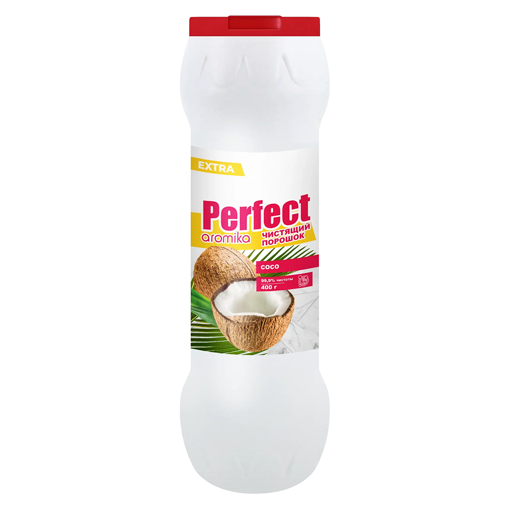 Чистящий порошок для кухни "Perfect" 400г, 6х6х20см, удаляет жир, нагар, известковый налёт, кокос (Казахстан)