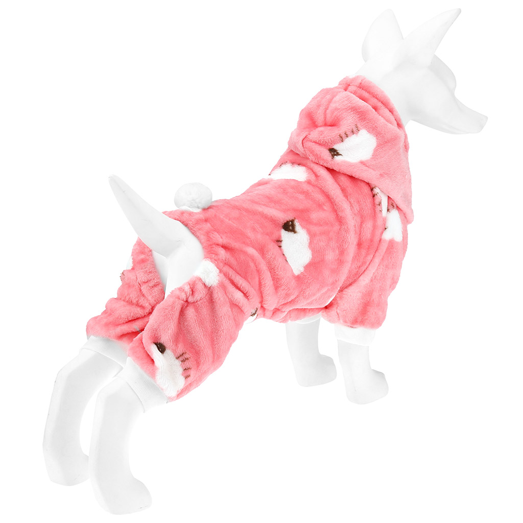 "Пэт тойс (Pet toys)" Одежда для собаки "Комбинезон" "Овечка" с капюшоном, с хвостиком, на кнопках, р-р L, длина спинки 30см/обхват груди 40см/обхват шеи 32см, цвет-розовый, плюш (100% полиэстер) (Китай)