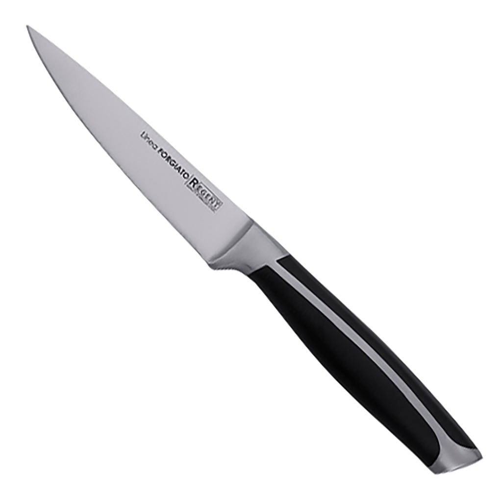 Нож для овощей "Linea FORGIATO" 9см из нержавеющей стали, ширина 6см, длина 20см, толщина лезвия 2,5мм, кованная ручка с АБС пластиком, ПВХ чехол-подвес, "Regent" (Китай)