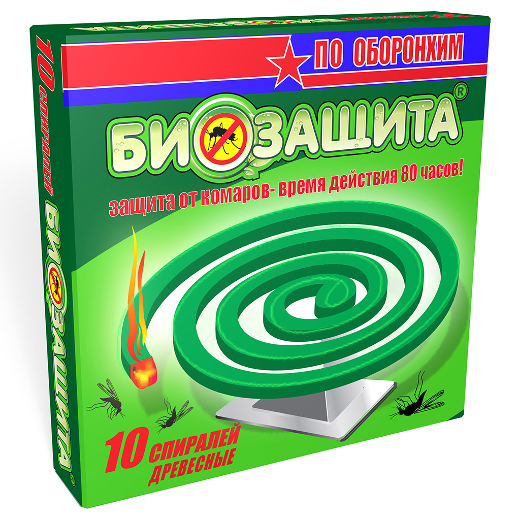 Средство от комаров, спираль 10шт, 70 часов, зеленый, "Оборонхим" (Россия)