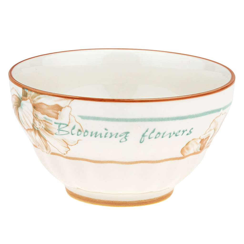 "Блуминг флауэрс (Blooming flowers)" Пиала фарфоровая 450мл, д12,7х7,1см, с деколью, отводка (Китай)