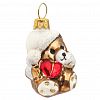 ФУП-1828/19 - Елочная игрушка фигурка стеклянная "Медвежонок с сердечком мини" h5см, ручная художественная роспись, подарочная упаковка (Россия)