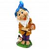 12591 - Скульптура-фигура для сада из полистоуна "Гном лесник с курочкой" 23х44см (Россия)