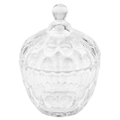Конфетница стеклянная "Ягода малинка" 280мл, д9,5см, h7см, стеклянная крышка, общий h13,5см, в коробке, "Дели Гласс (Deli Glass)" (Китай)