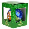 С867 - Елочная игрушка шар стеклянная "Мишка на санках" д8,5см, ручная художественная роспись, цвета микс, подарочная упаковка (Россия)