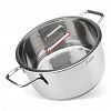 TR-17275 - Кастрюля из нержавеющей стали "Tendency" 6,8л, д26см, h13,5см, s0,6мм, дно s2,8мм, плоская стеклянная жаропрочная крышка, пароотвод, стальной обод, капсулированное дно, прутковые ручки из нержавеющей стали на точечной сварке, полировка снаружи - зерк