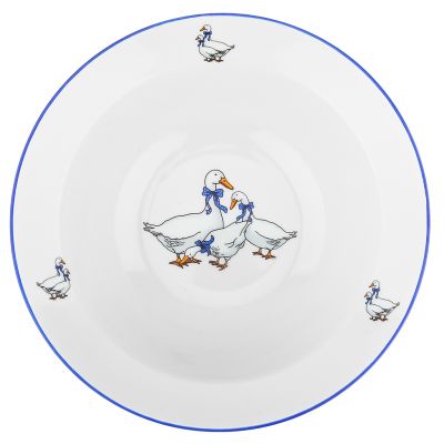 Миска фарфоровая "Гуси новые" д200мм, 500мл, h60мм, отводка краской (Россия)