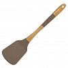 74-102 - Кухонный набор "Linea BAMBOO" 6 предметов: сервировочная лопатка, сервировочная ложка, шумовка, лопатка для спагетти, половник для супа, пластиковая подставка, силикон, бамбук, шоколадный, в коробке, "Regent" (Китай) 