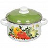1с45я - "Европейская кухня" Кастрюля эмалированная 2л, д17см, h12,5см, коническая форма, металлическая крышка, белый (Россия)